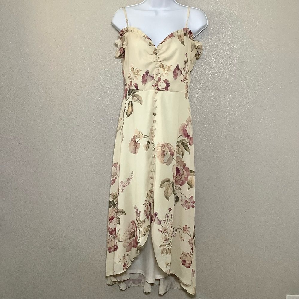 Hope & Ivy High Low‎ Cream Cottagecore Dainty Feminine Dress Sz 10 Spring